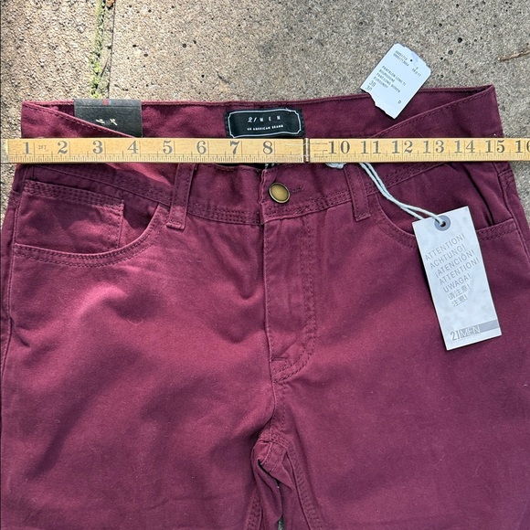 21men Men’s Skinny Burgundy Trousers - Picture 7 of 13